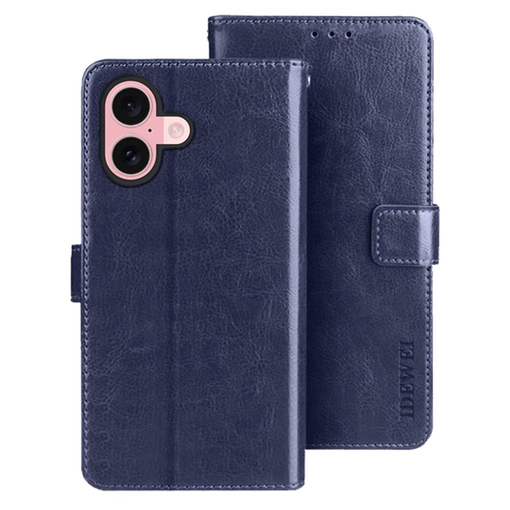 

IDEWEI For iPhone 17 Stand Case Crazy Horse Texture Leather Phone Cover Dark Blue
