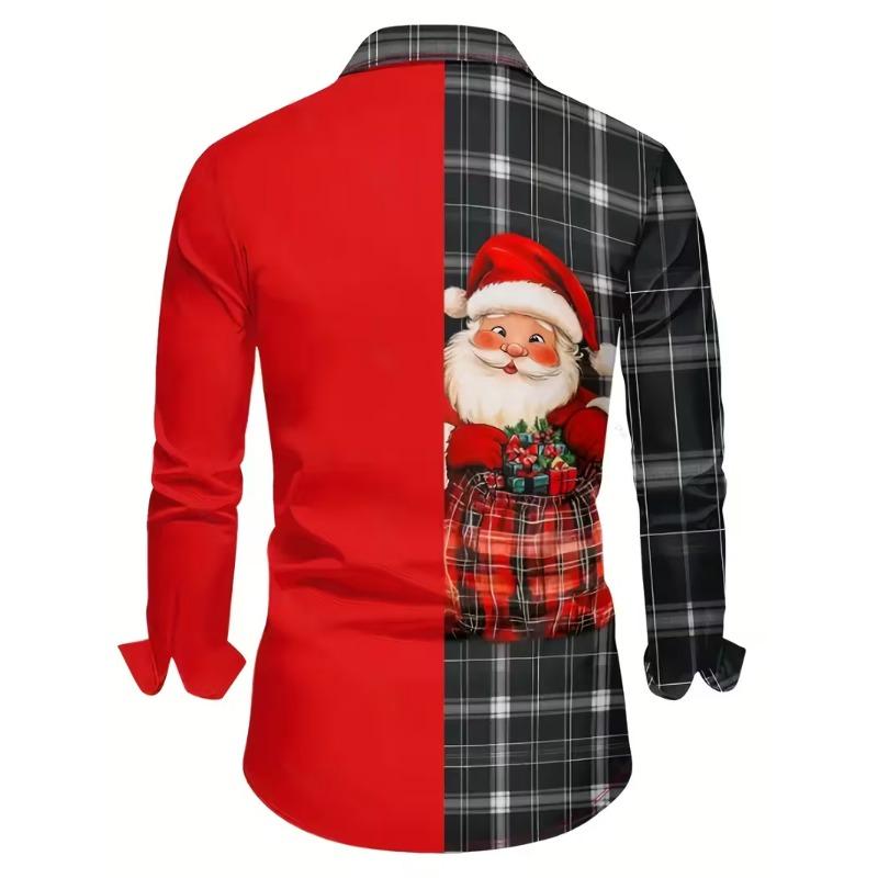 Pánské Vánoční košile s dlouhým rukávem a 3D digitálním potiskem, ležérní topy na podzim a zimu