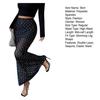 Midi Skirt High Waist Solid Color Sequin Decoration Skirt Double Layer Mesh Yarn Slimming