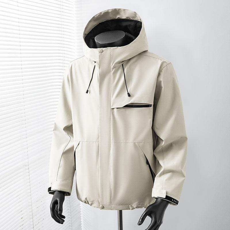 Wide Casual Jacket Men's Jacket Men's Removable Hood Waterproof Mountaineering Clothing Casual Jacket
