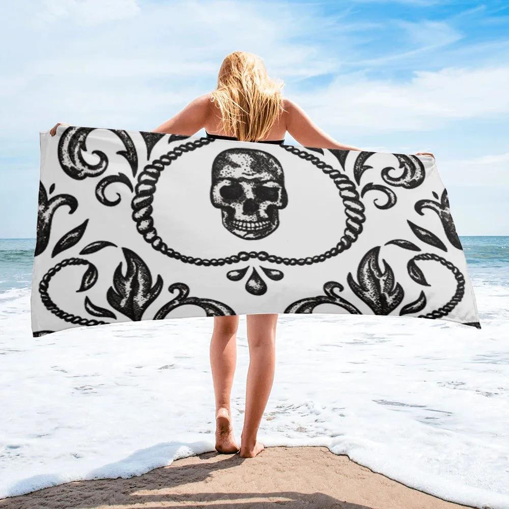 

Black Witch Skull Moon Divination Beach Towel Household Item Bathroom Accessories Microfiber Bath Towels Mat Yoga Women Men Gift W30*H60(CM)
