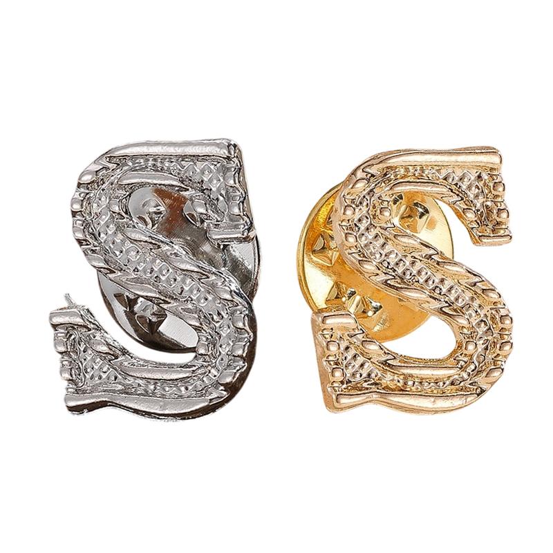 2Pcs New Metal Initial A To Z Pin 26 English Letter Pins Brooches Suit Shirt Badge Lapel Pin Fashion Jewelry For Men Women
