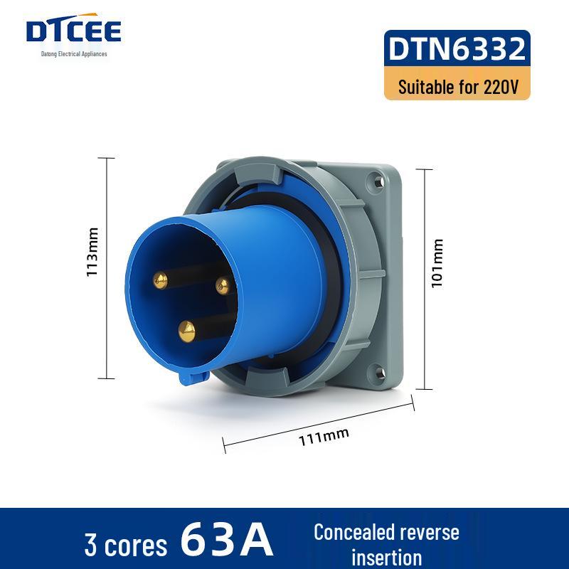 63A IP67 Reverse Insertion Plug Socket with 3-Core, 4-Hole, 5-Pin Connector
