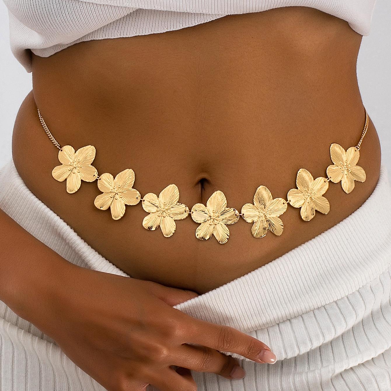 

1 Women s Waist Chain, Fashionable Three-Dimensional Pleated Stud Flower Waist Chain for Women, Suitable for Vacation Outfits and Annual Parties, Dan