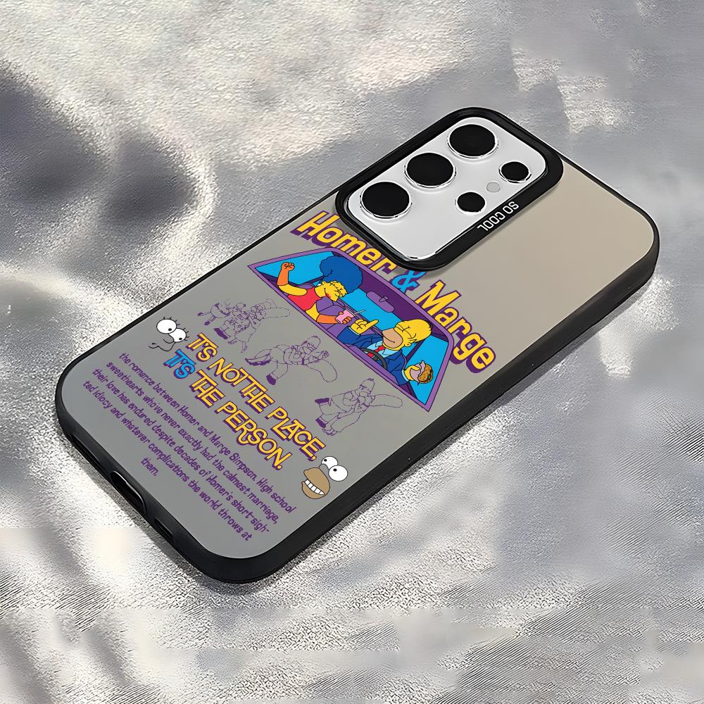 Funny Cartoon S-SimpsonS Phone Case For Samsung Galaxy S25 Edge S24 S23 S22 S21 S20 Ultra Funda Silicone Silver Cover