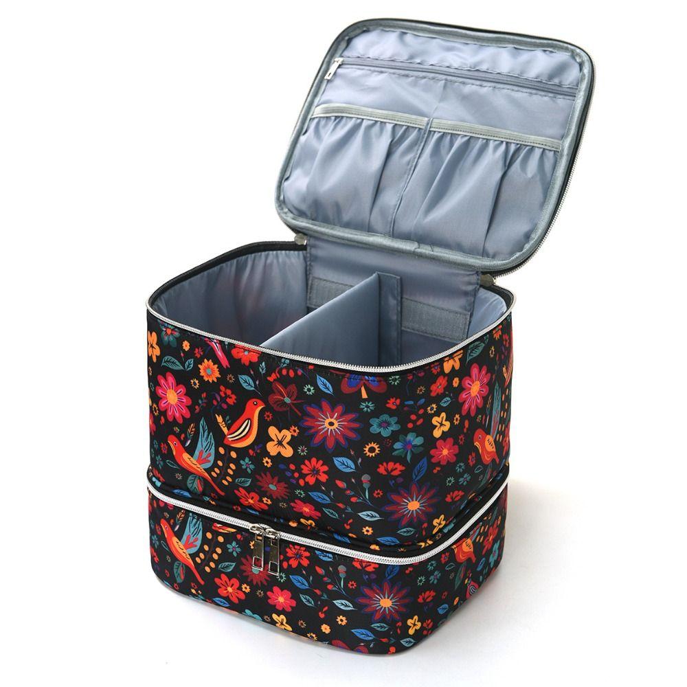 Double Layer Essential Oil Storage Bag 30 Grids Nail Care Kit Bag Makeup Bag for Nail Lovers