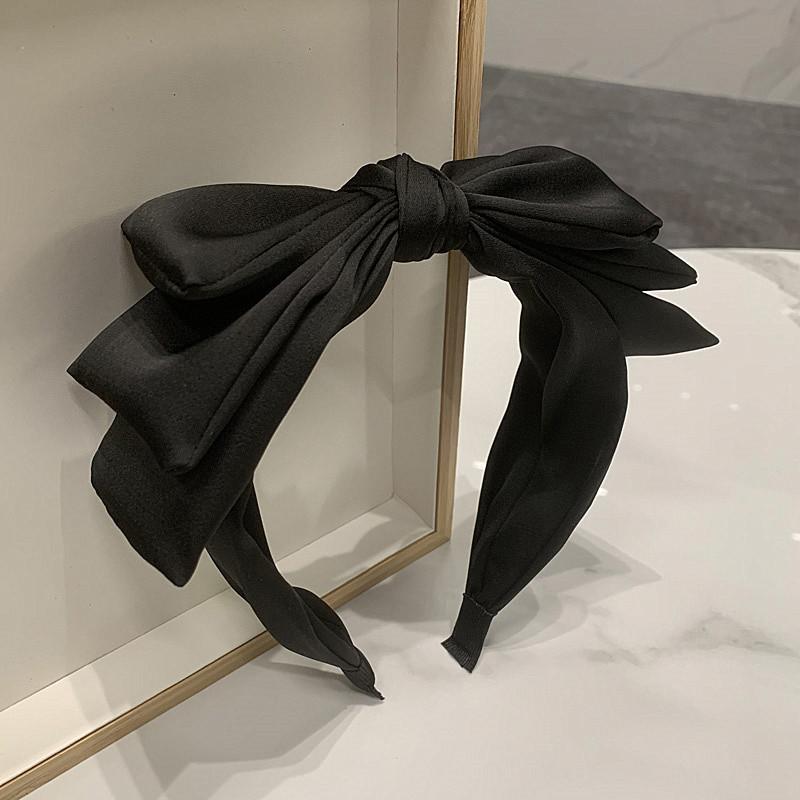 Women High Cranium Satin Fabric Bow Knot Hairbands Female Party Shopping Headpiece Wide Headband Hair Accessories