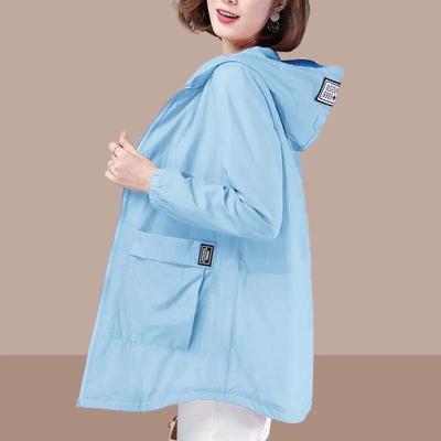 5XL Windbreaker Women Jacket Sun Protection Coat Long Sleeve Hooded Thin Jackets Female Outerwear Zipper Loose Summer Coats