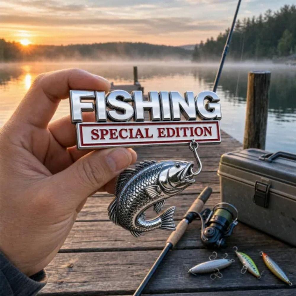 Metal Fishing Emblem Fishing Vehicle Emblem Fishing Themed Auto Badge  Vehicle Accessories