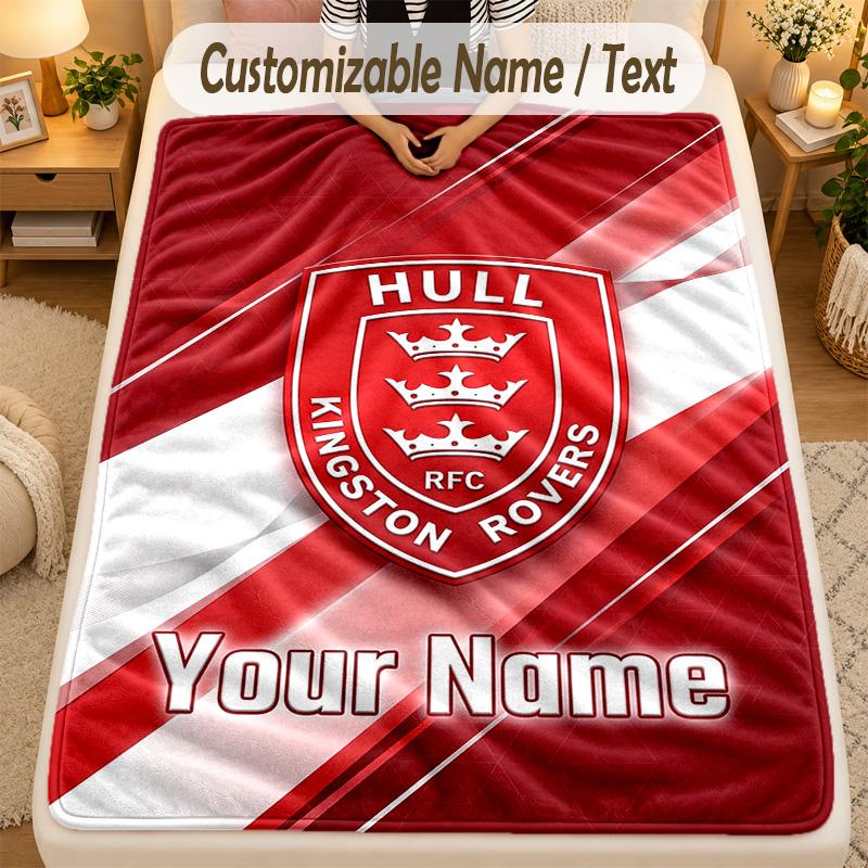 Flannel BlanketHull KR Custom Name Text Personalized Soft Warm Throw Blanket Home Decor Gift