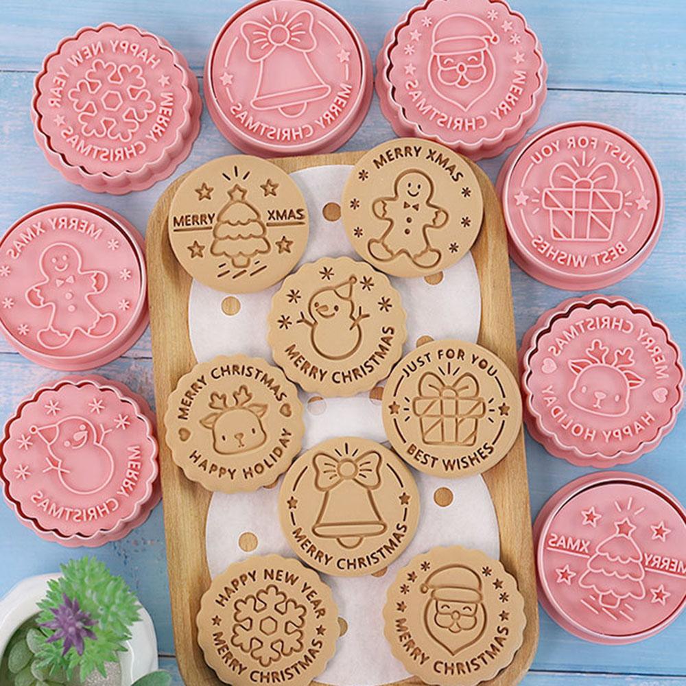 8pcs Cartoon Christmas Biscuits Molds Set Easy Using Cake Decor Baking Mold For Biscuits Making