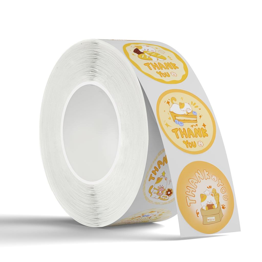 1 Roll Pack Cat Thank You Label Sticker Holiday Decoration Sticker