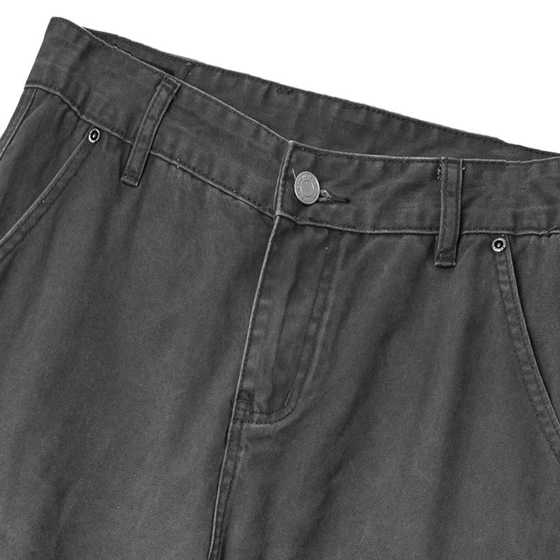Autumn Men Retro Distred Multi-Pocket Pants Men Streetwear Wide Leg Pants Male Loose Straight Casual Lightweight Khaki Trousers