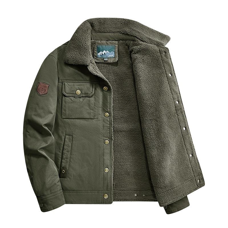 

2025 зимовий захист від холоду повсякденний вітрозахисний чоловічий модний комір-стійка потовщений чоловічий одяг потовщена тепла куртка M армія зелений колір