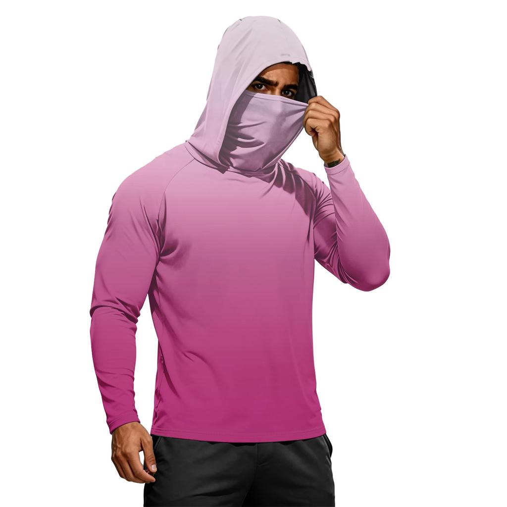 Herren Sommer Langarm Hoodie UPF50+ Sonnenschutz Schnelltrocknend Fitness Sportshirt Leicht Atmungsaktiv Outdoor Activewear