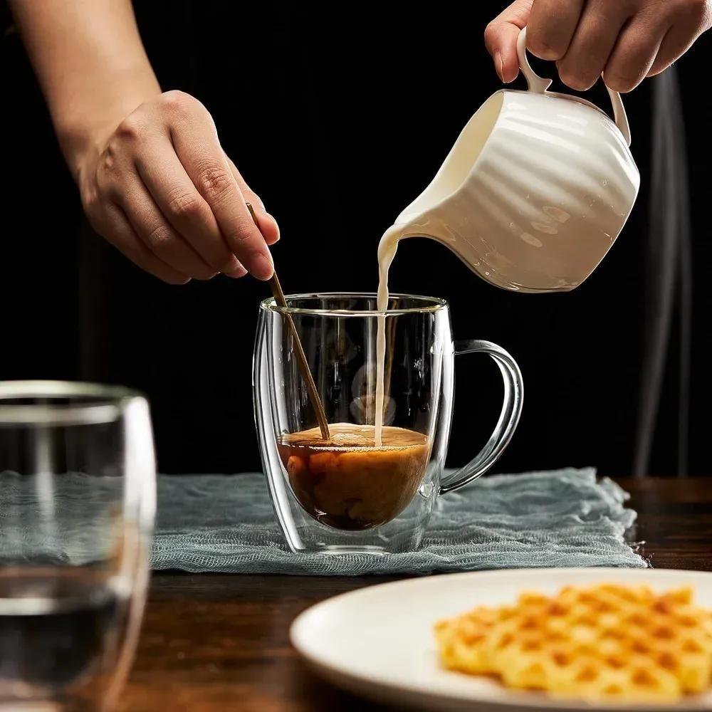 250/450ml Beste Dubbelwandige Glazen Drinkware Transparante Waterbeker met Handvat Geïsoleerde Koffiekop Geschikt voor Dranken Koffie Melk