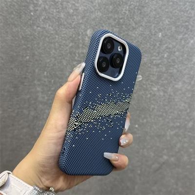 Coque magnétique de luxe en fibre de carbone pour iPhone 15, 12, 13, 14 Pro Max, Magsafe, coque rigide antichoc en PC mat