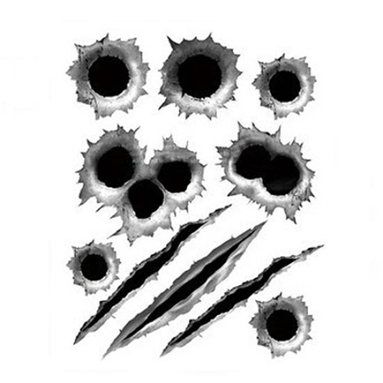 Waterproof Car Styling Shothole Scratch 3D Fake Car Funny Helmet Sticker Decals