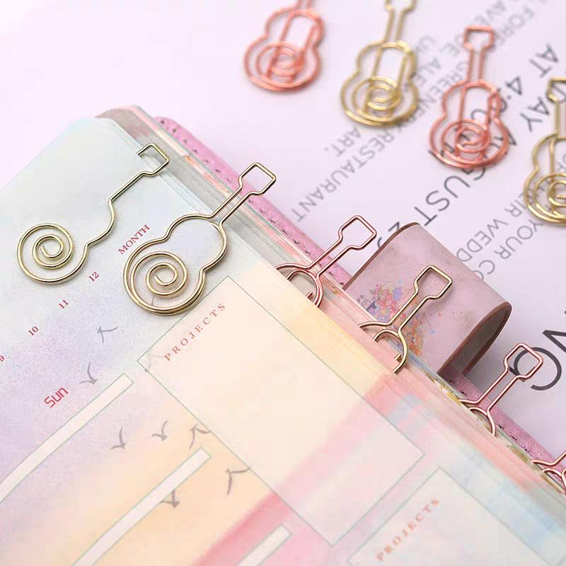 10pcs Music note-shaped paper clips, rose gold paper clips, decorative bookmarks, office stationery, cute clips.