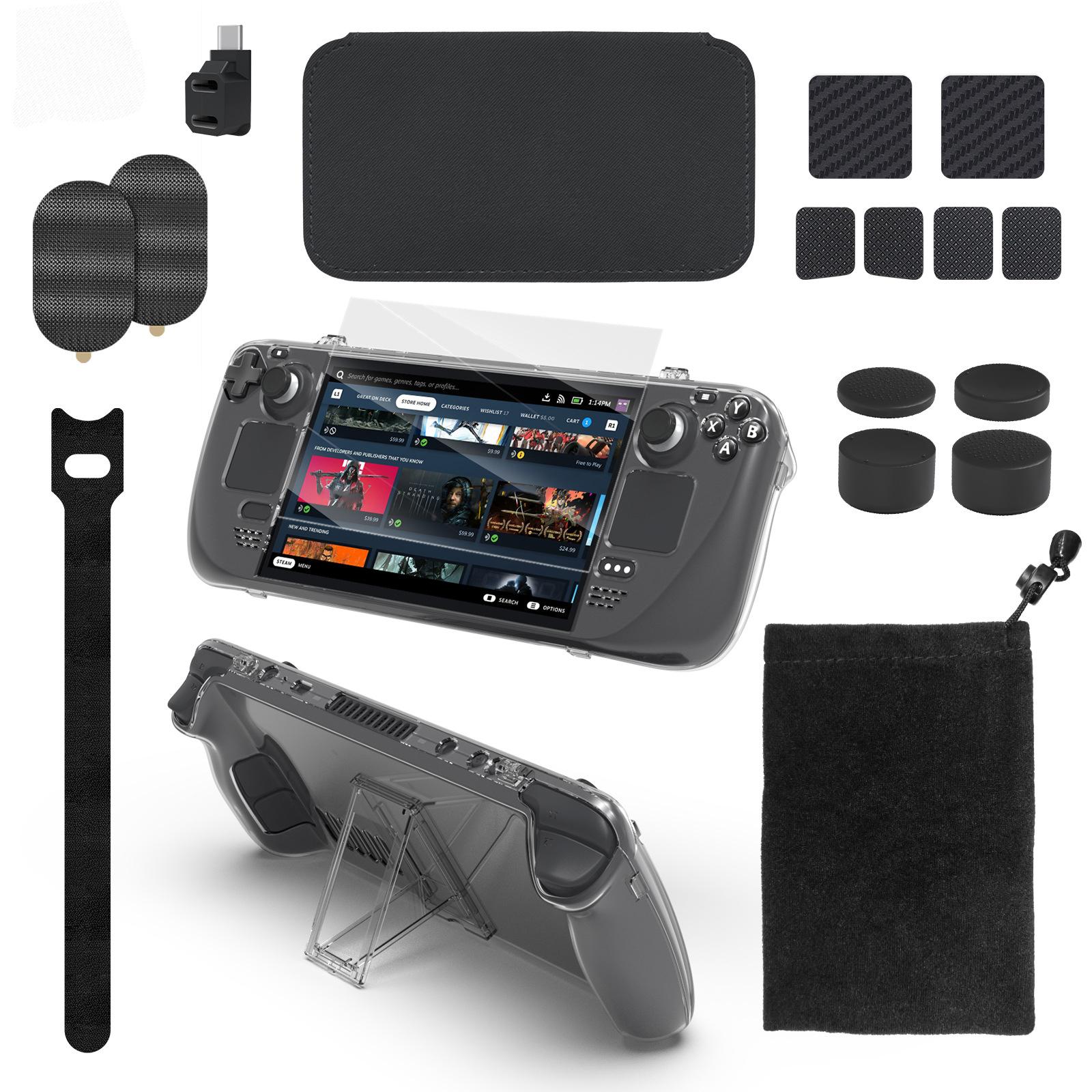 

JYS JYS-SD021 19-in-1 Accessories Kit with Clear Case,Tempered Glass Screen Protector for Valve Steam Deck Game Console Protective Set