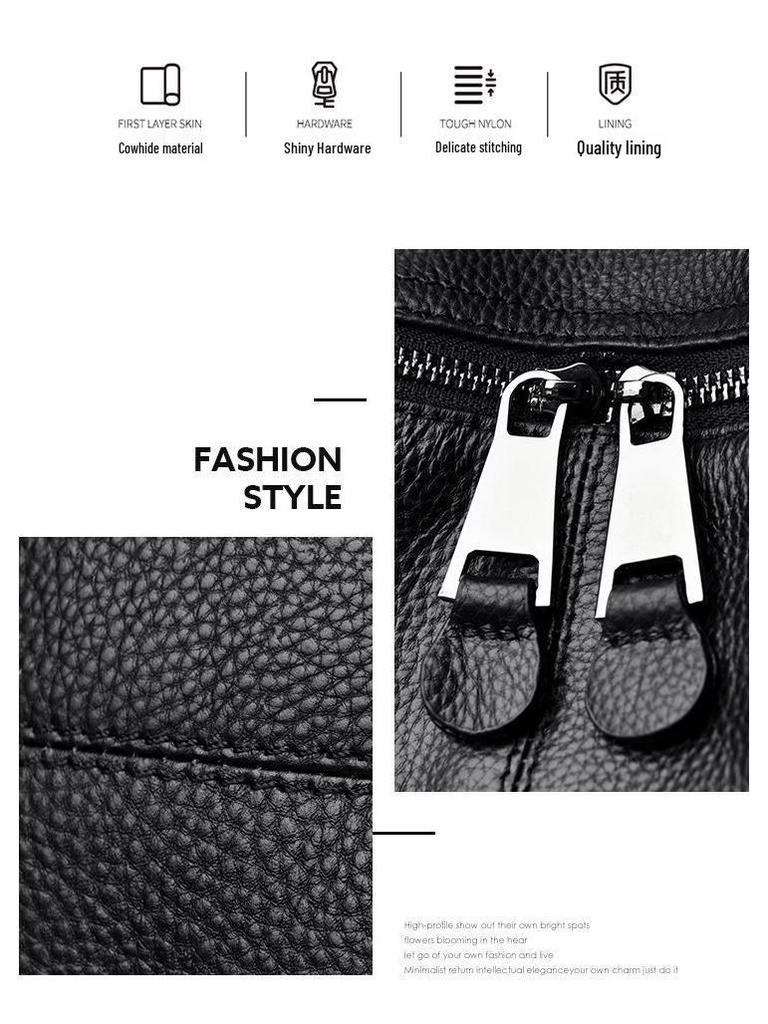 Women's Genuine Leather Top Grain Cowhide Backpack - Trendy Large Capacity Double Shoulder Bag 2025