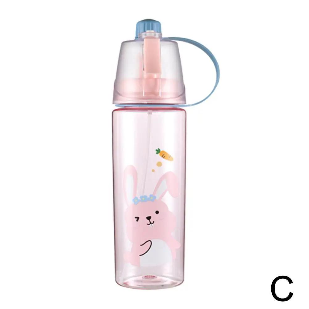 Drinking Cup Large Capacity Portable Cartoon Cool Down Moist Outdoor 600ML Cup Keep Mist Water Water Spray Bottle Supply C0C8
