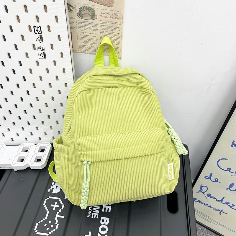 Schoolbag Corduroy Small Backpack Women's Fashion Spring New Japanese ins Simple Versatile Travel Shopping Soft Girl Backpack