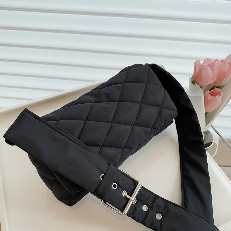 Trendy Cross-border Diamond Grid Leisure Bag For Women With Embroidered Thread Detailing чёрный