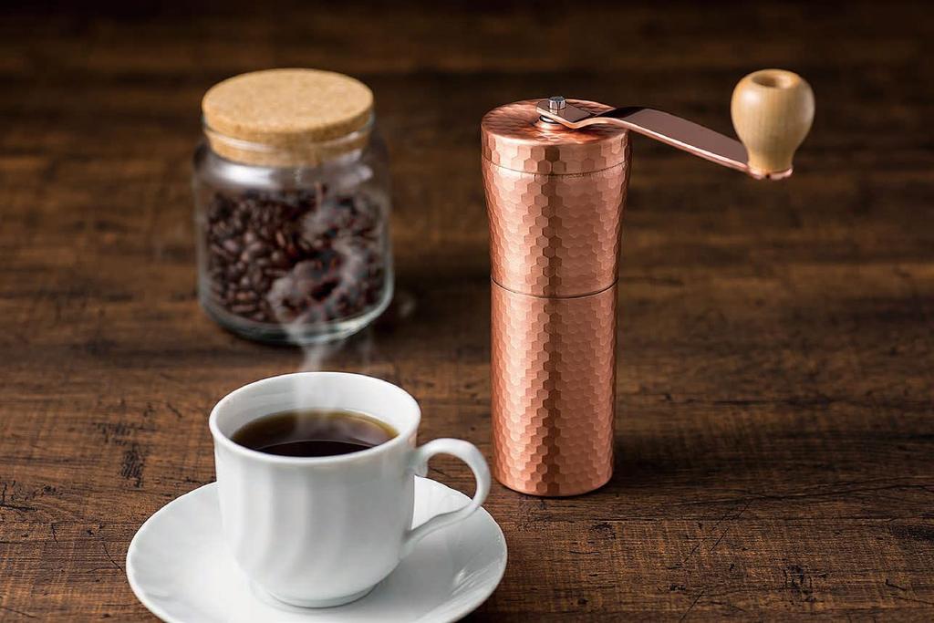 Kawasaki Synthetic Resin Hand Grinder MILLU Copper Coffee Grinder Hammered Made In Japan MI-034
