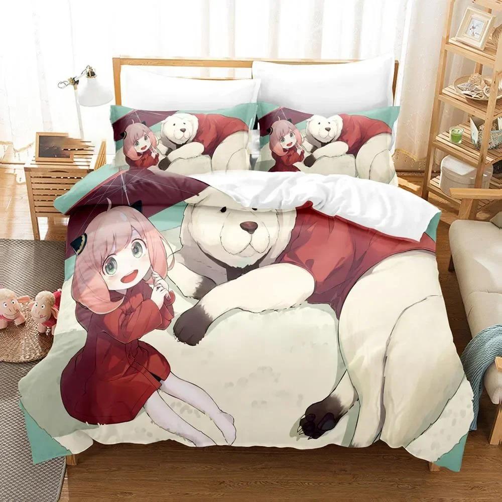 Anime Spy X Family Anya Beding Set 3D Printed Suitable for Bedrom Soft Durable Quality Duvet Cover Set With Pilowcases Children Kids Home Textile