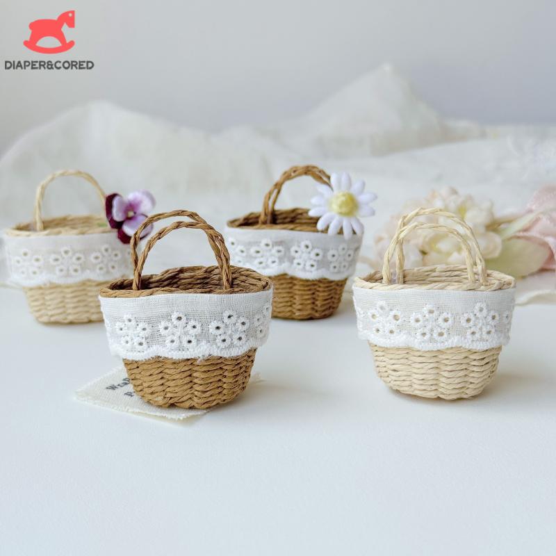 1:12 Puppenhaus Miniatur Mini Rattan Korb Dekokorb Möbel Heimmodell Dekor Spielzeug Puppenhaus Zubehör