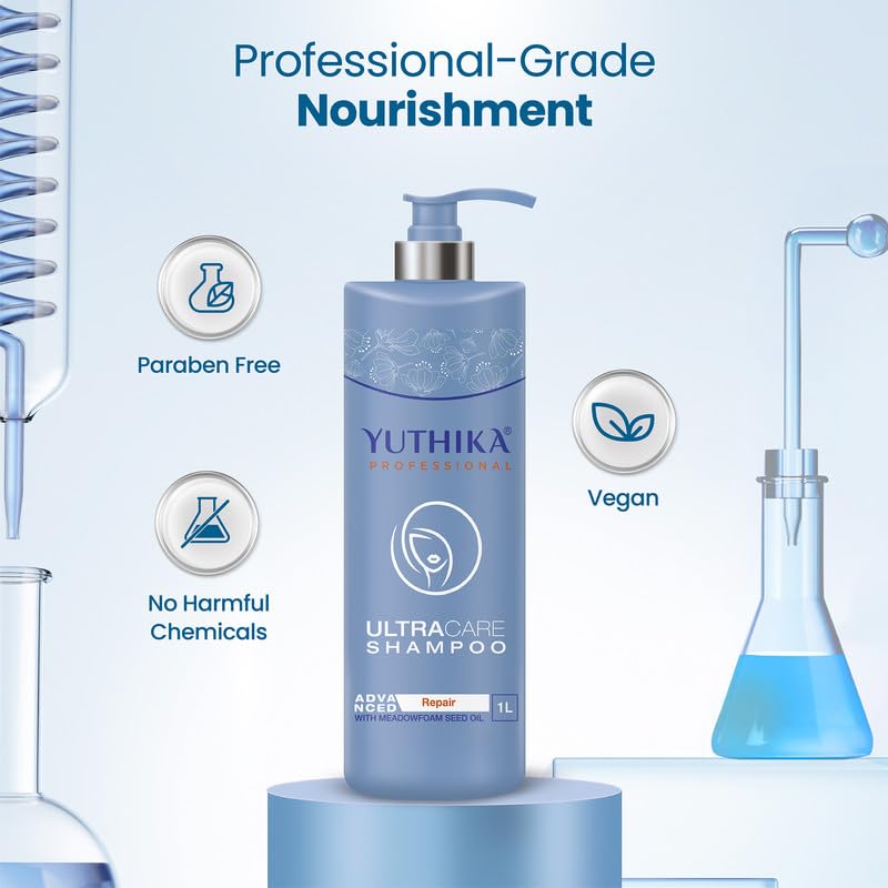 Yuthika Professionelles Ultra-Pflege-Shampoo 1-Liter-Packung für Frauen & Männer Trockenes, geschädigtes, krauses Haar