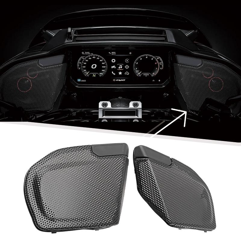 Grelhas de Alto-falante Laterais Pretas para Motocicleta Tampa de Buzina Malha de Acabamento Para Harley Touring CVO 112 117 Road Glide Street Glide 2026 2026 2026