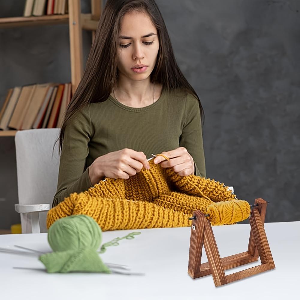Wooden Yarn Ball Holder - Horizontal Spinning Rack for Crochet & Knitting. Perfect Gift for Crafters & DIY Enthusiasts.