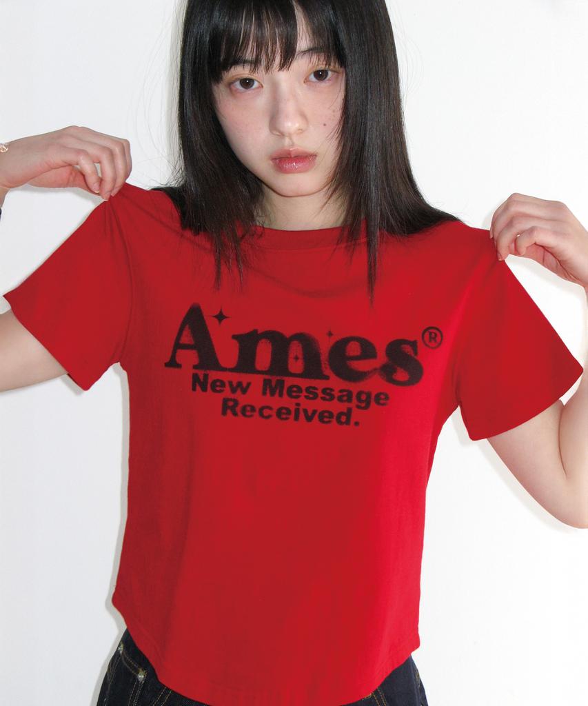 AMES-WORLDWIDE Round Hem Crop Tee Red