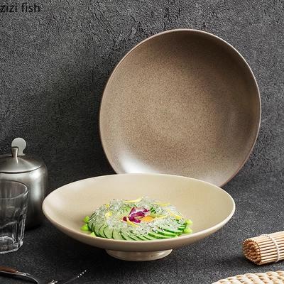 Solid Color Ceramic High Foot Plate Living Room Household Fruit Plate Snack Plate Cake and Dessert Plates Specialty Tableware