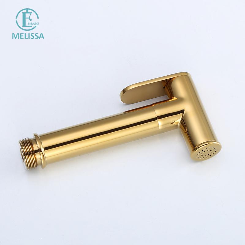 Melissa Modern Wall-Mounted Titanium Gold Toilet Bidet Sprayer Set with Hot/Cold Valve and Bathtub Faucet