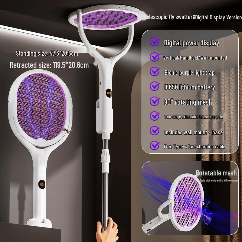 2026 Telescopic Electric Mosquito Swatter: Powerful Shock, Automatic Mosquito Lure & Repel for Home Use