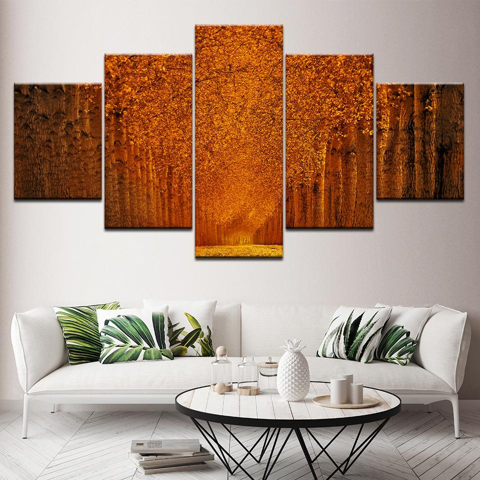 So many Autumn leaves 5 Piece Wall Art Canvas Print modern Poster Modular art painting for Living Room Home Decor