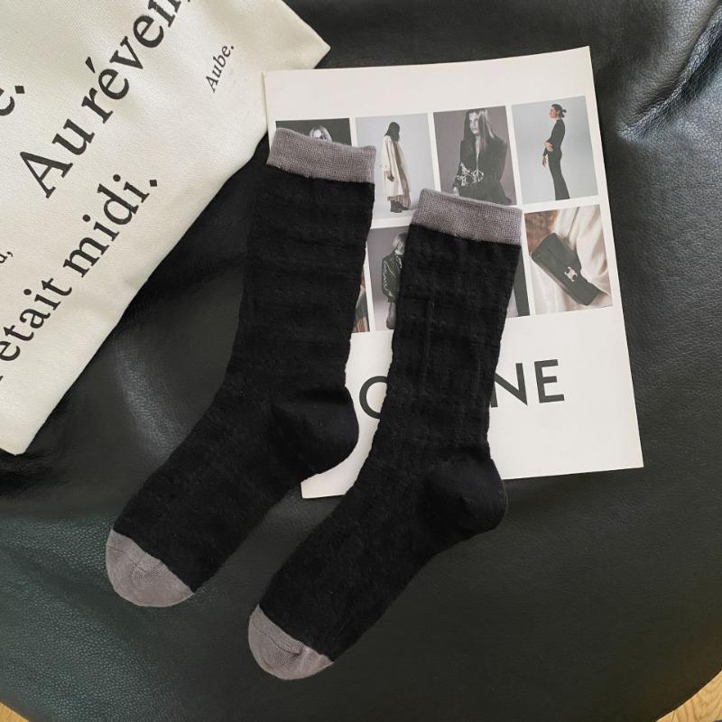 Summer Thin Mid-calf Socks, Women's Mesh Hollowed-out Color-blocking Pile Socks, Dopamine Color Series, Cute Long Socks for Girls, Trendy