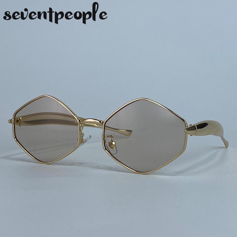 Small Steampunk Hexagon Sunglasses Women  Luxury Brand Classic Metal Frame Polygon Punk Sunglass For Ladies Eyewear Shades