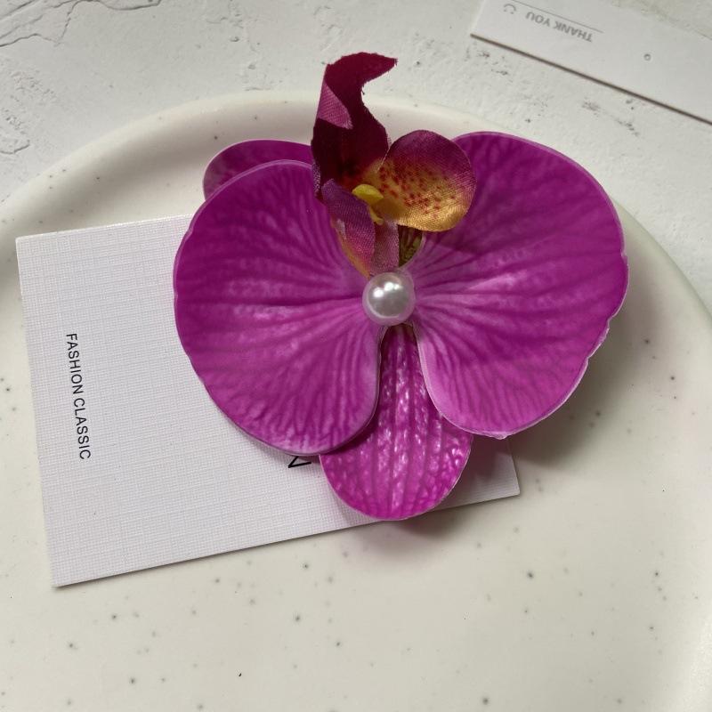 Artificial Orchid Flower Butterfly Hair Clips for Woman Girls Phalaenopsis Pearl Duckbill Hairgrips Hairpins Hair Accessories