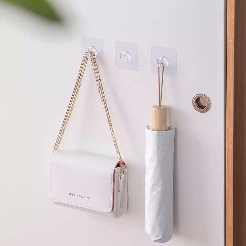 Heavy-Duty No-Punch Adhesive Wall Hook - Rustproof & Transparent for Bathroom/Kitchen