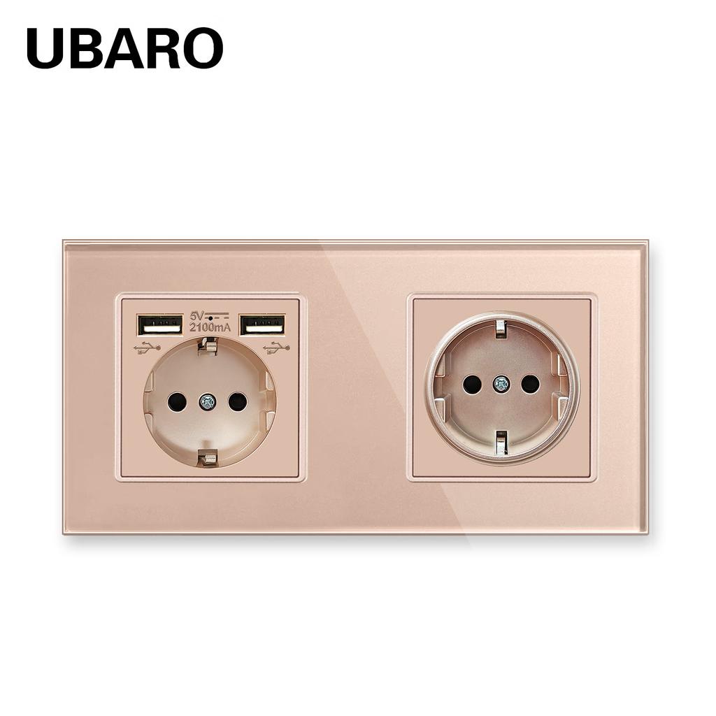 Bseed Europe Russia 16A Wall Power Socket White Black Grey Gold Crystal Glass Panel Plug Electrical Outlet for Home Improvemet
