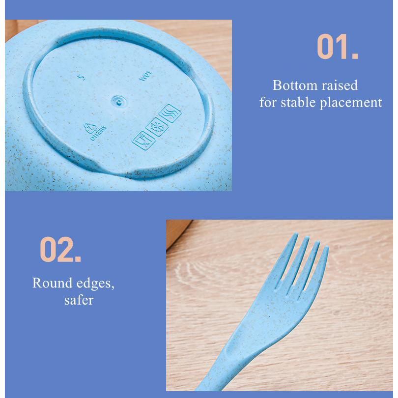 25pcs Portable Travel Plastic Plates and Bowl Sets Wheat Straw Dinnerware Sets, BBQ, Picnic, Camping Essentials Dishes Set