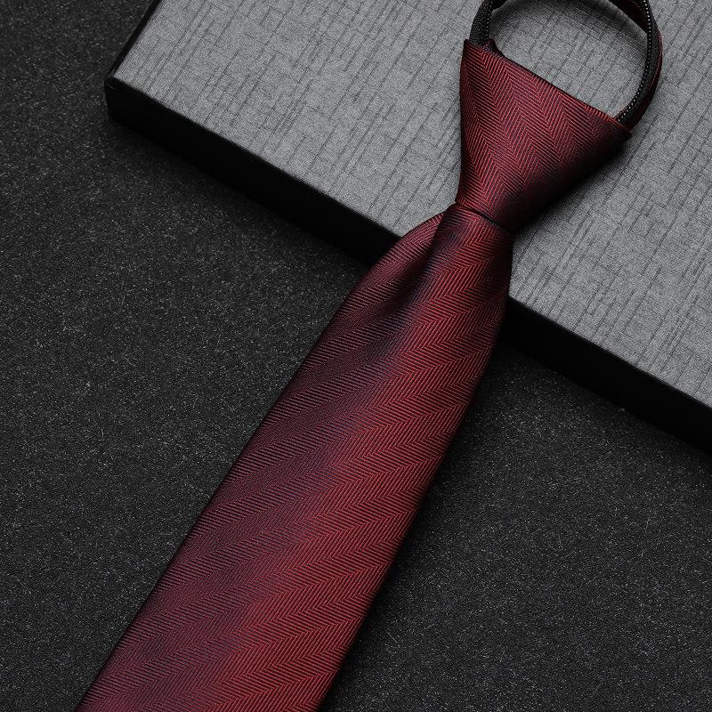 Business Dress Lazy Zipper Free Groom Best Man Wedding Korean Narrow Shirt Striped Plaid Tie