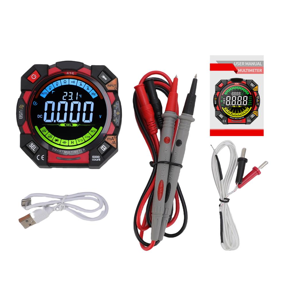Digital Multimeter, 6000 Counts NCV Voltage Tester with VA Backlit LCD, Data Hold, Flashlight, Live Wire Detection,