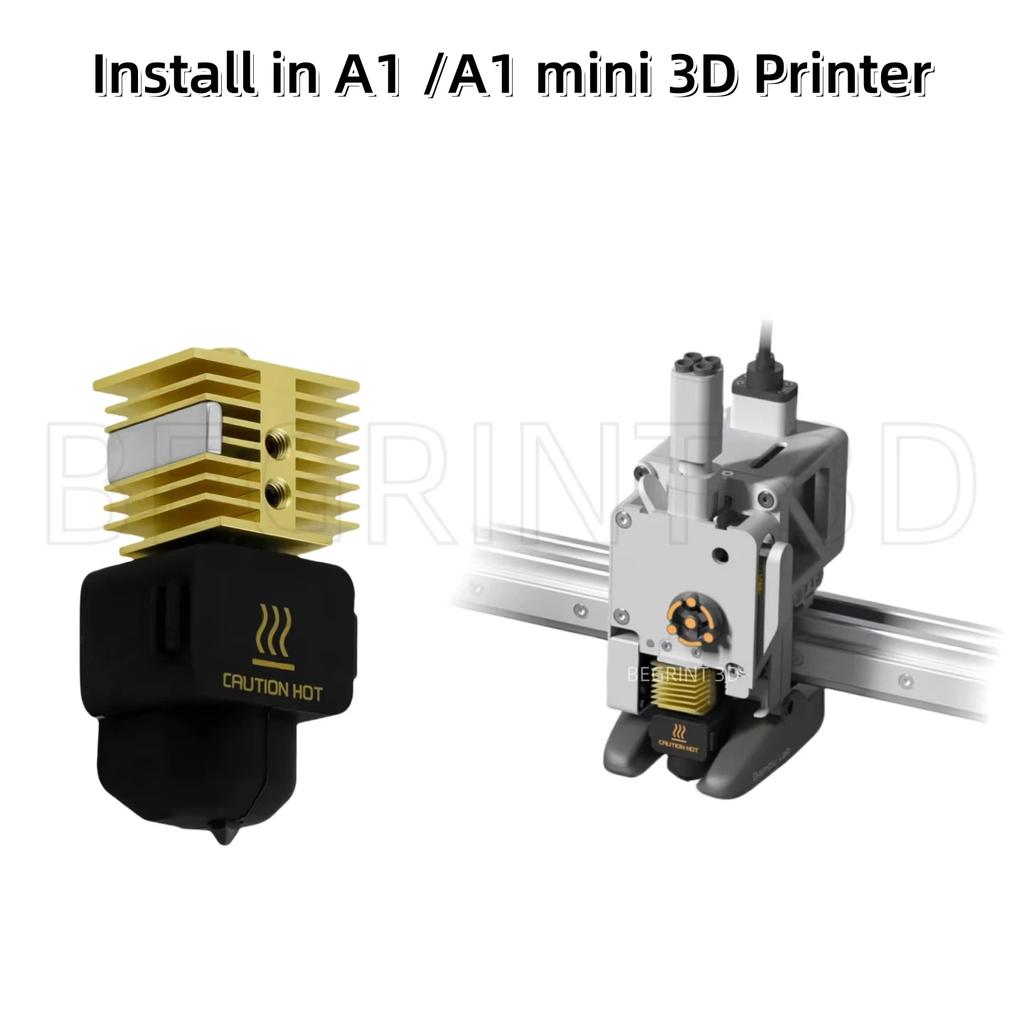 For Bambu Lab A1/A1 Mini/A2L Assembly Hotend with 0.2/0.4/0.6/0.8 Brass Hardened Steel Nozzle For Bambulab A1 3D Printer Parts