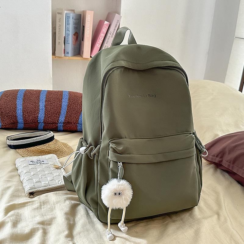 

Campus durable schoolbag girls junior high school simple and versatile new lightweight large-capacity backpack leisure travel backpack single bag [without pendant] зелений