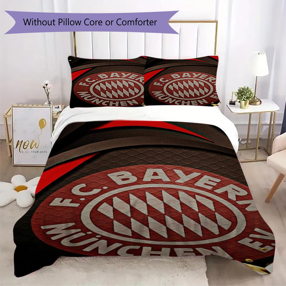 Set Copripiumino Trapuntato con Fantasia FC Bayern Monaco Copripiumino Federa Decorazione per la Casa Regalo di Compleanno (1 * copripiumino + 2 * federe senza imbottitura)48
